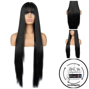 OBSIDIAN | Long Silky Straight Jet ♠️ Black Wig w/Bangs